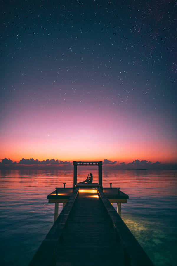 Vacation Sunset Pier Wallpaper