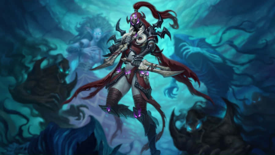 Valeera Sanguinar Wielding Her Arrow Hearthstone Desktop Wallpaper