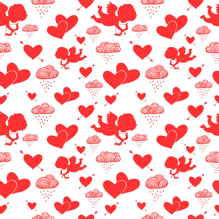 Valentine's Cupid Hearts Pattern Wallpaper