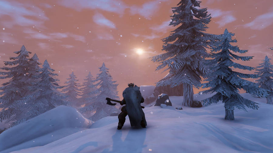 Valheim Winter Warrior Wallpaper