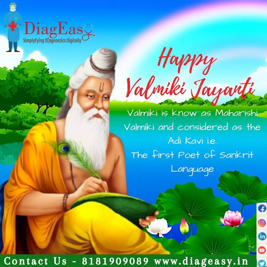 Valmiki Jayanti Poem Writing In Lake Wallpaper