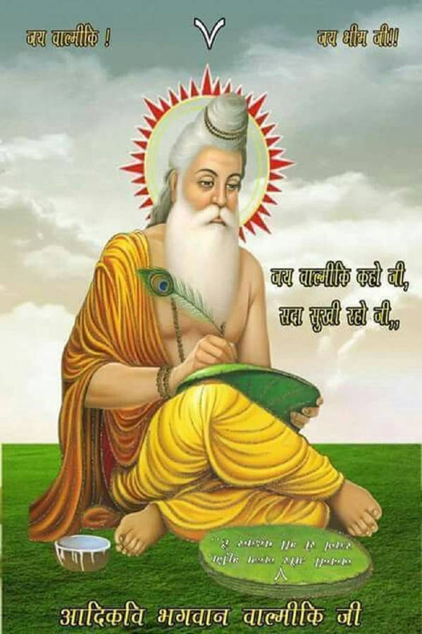 Valmiki On Cloudy Grass Field Wallpaper