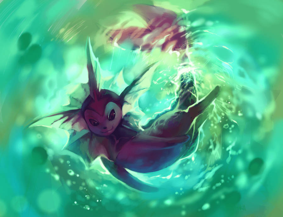 Vaporeon Green Water Wallpaper