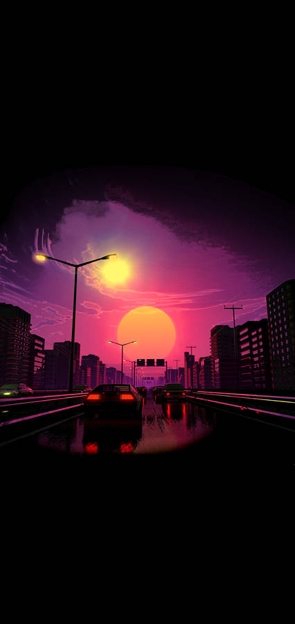 Vaporwave Artwork Pink Sunset Aesthetic Tablet Wallpaper