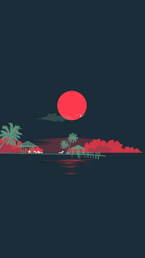 Vaporwave Blood Moon Illustration Iphone Wallpaper