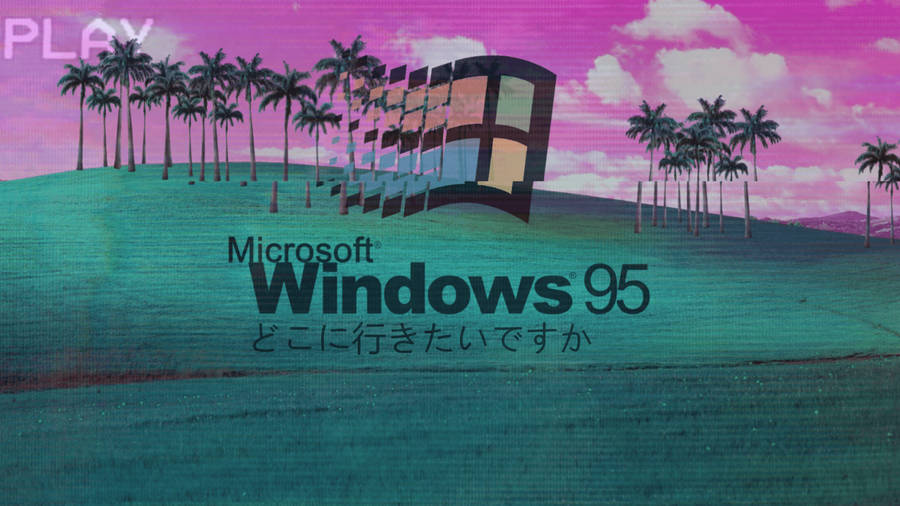 Vaporwave Microsoft Windows 95 Wallpaper