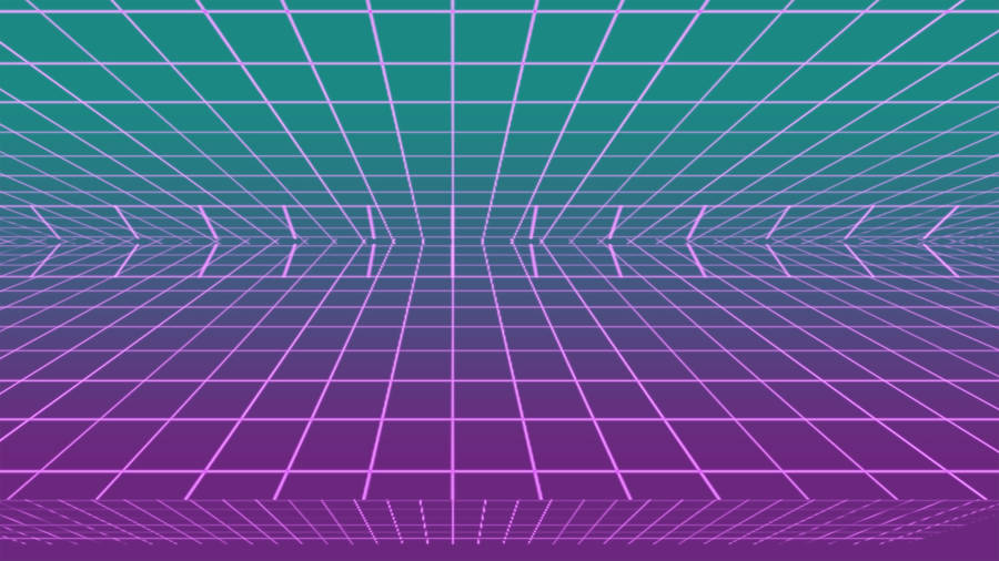 Vaporwave Plane On Gradient Gird Aesthetic Wallpaper