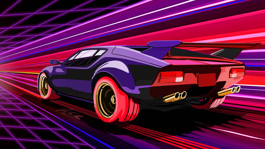 Vaporwave Racing Car Wallpaper