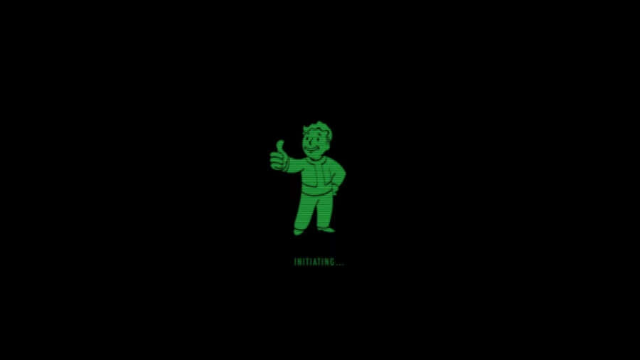 Vault Boy Green On Black Background Wallpaper