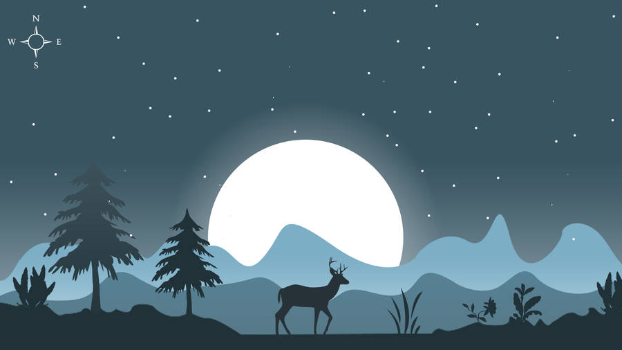 Vector Art Moon Night Sky Wallpaper