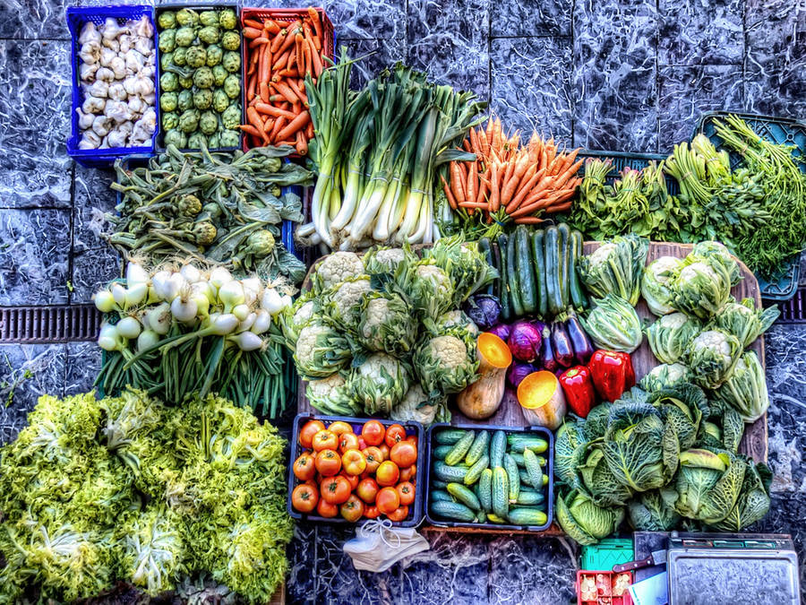 Vegetables In Farmer's Market Wallpaper