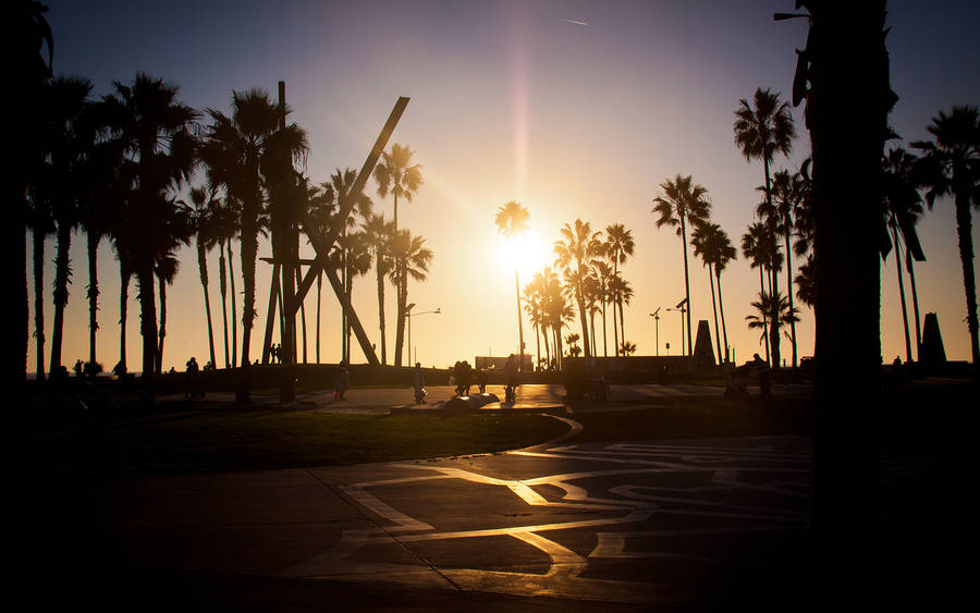 Venice Beach Shining Setting Sun Wallpaper