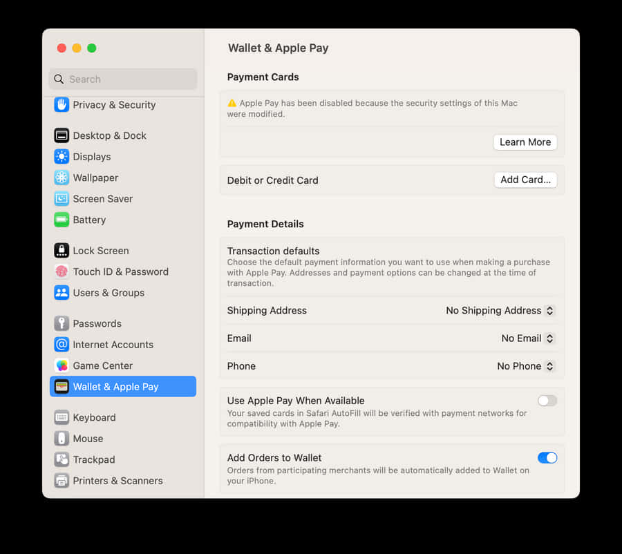Ventura Settings Turn Off Apple Pay Wallpaper