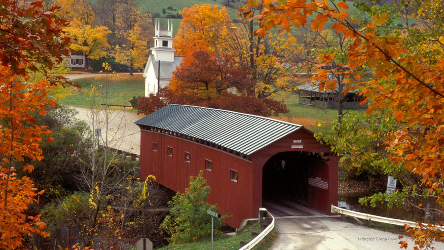 Vermont Arlington Green Covered Bridge Wallpaper