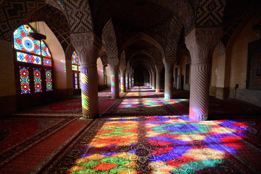 Vibrant And Intricate Mosaic Floors Of An Iranian Mosque Wallpaper