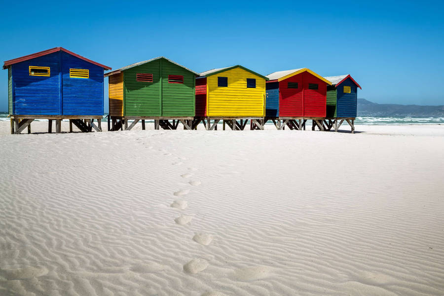 Vibrant Beach Huts In Cape Town Wallpaper