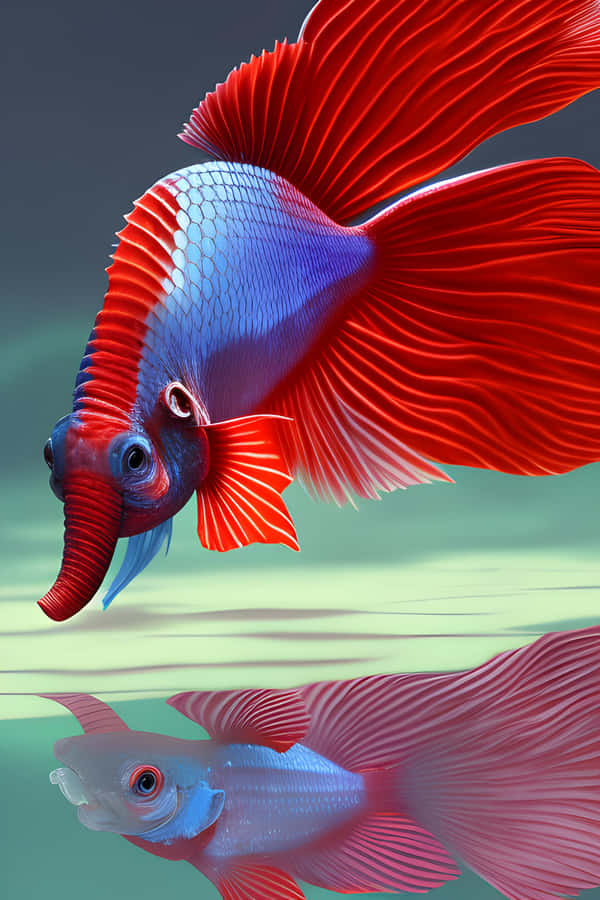 Vibrant Betta Fish Reflection Wallpaper