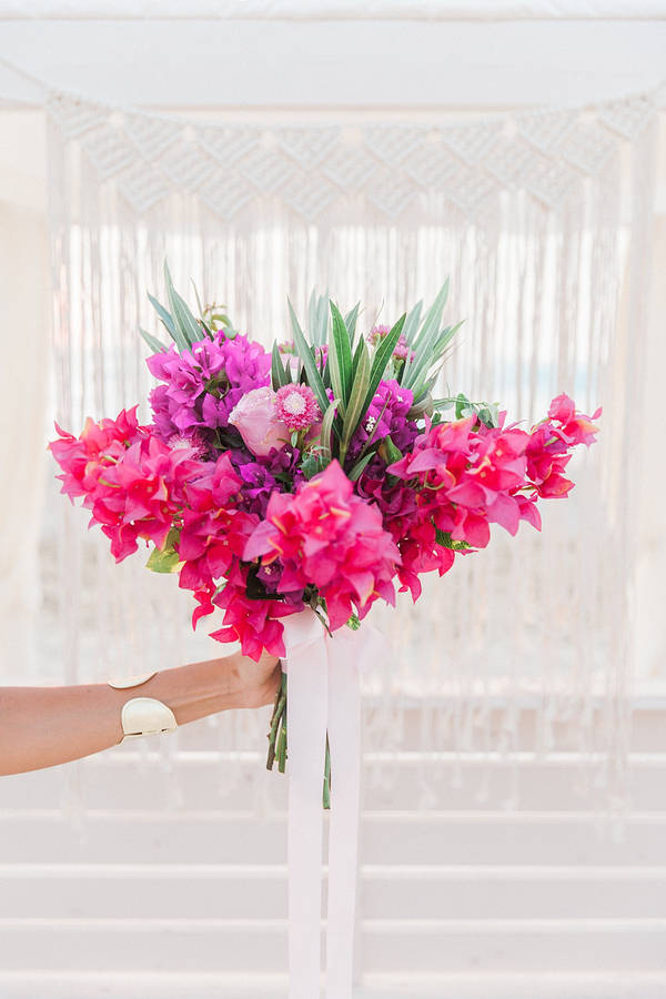 Vibrant Blooming Bougainvillea Arch In Spain Wallpaper