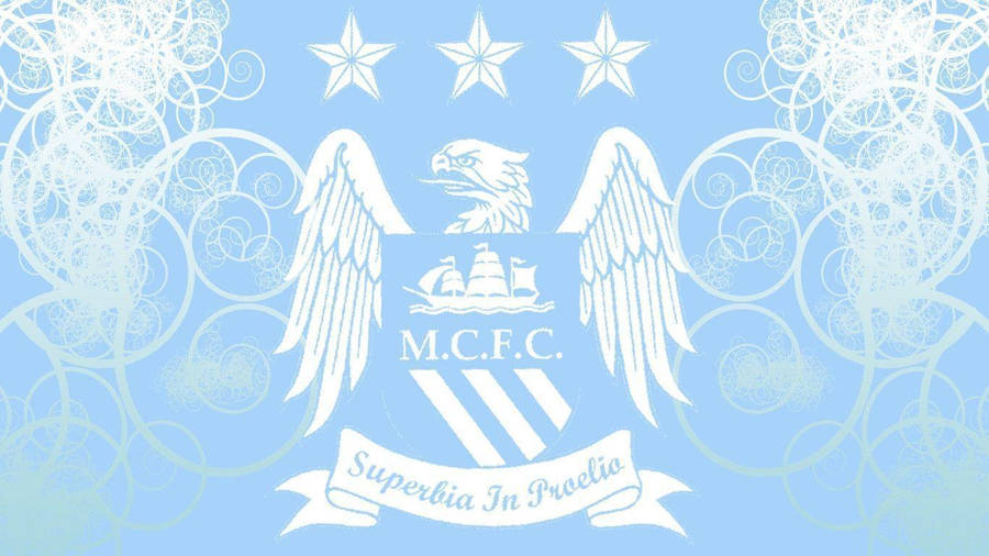 Vibrant Blue Aesthetic Of Manchester City Fc Logo Wallpaper