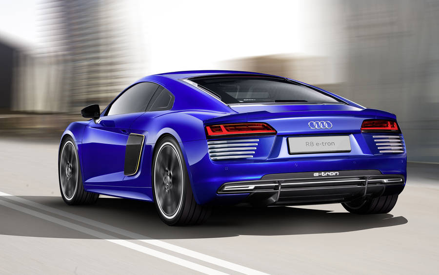 Vibrant Blue Audi R8 Back Wallpaper