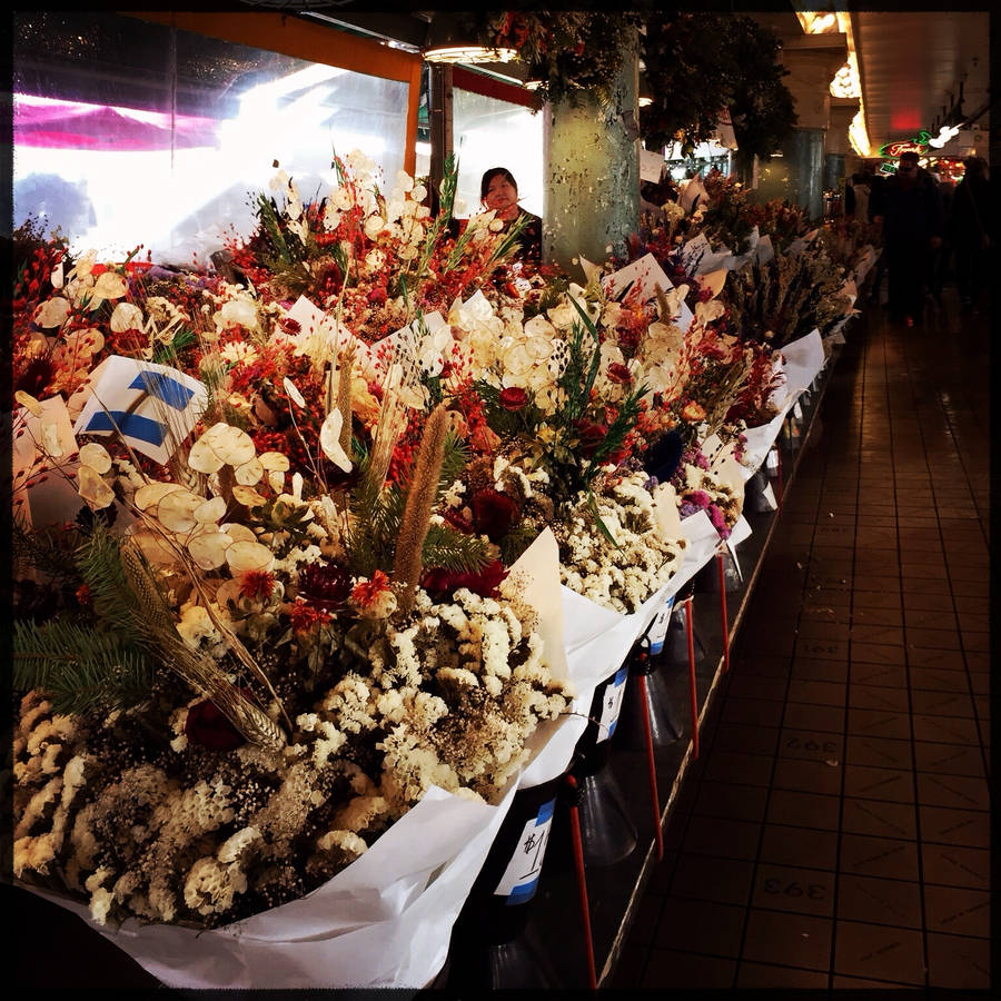 Vibrant Bouquets At Pike Place Market Wallpaper