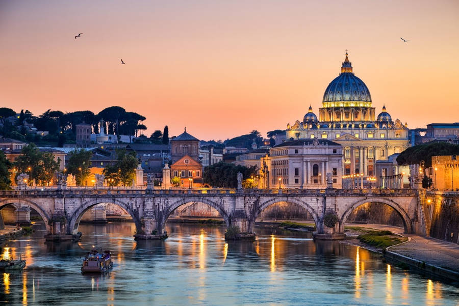 Vibrant City Lights Illuminate Vatican City Wallpaper