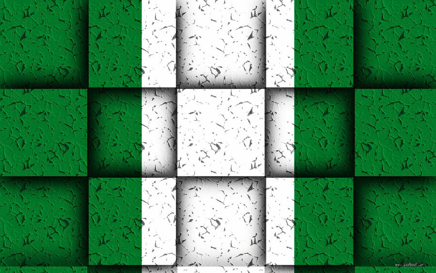 Vibrant Colors Of Nigerian Flag On Square Blocks Wallpaper