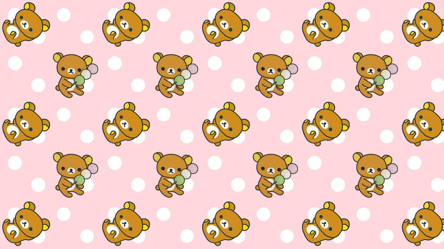 Vibrant Kidcore Bear In Pink Aesthetic Wallpaper