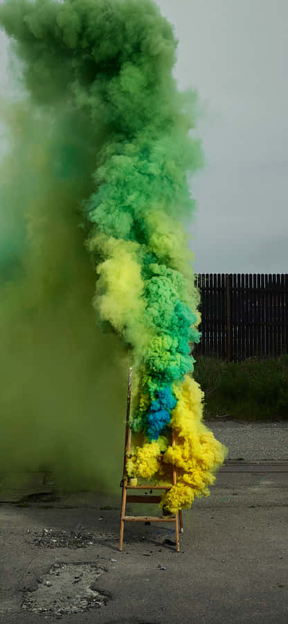 Vibrant Mixture Of Yellow And Green Smoke Wallpaper