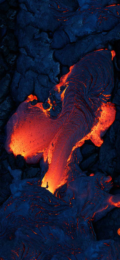 Vibrant Oled Display Of Molten Lava On Iphone Wallpaper