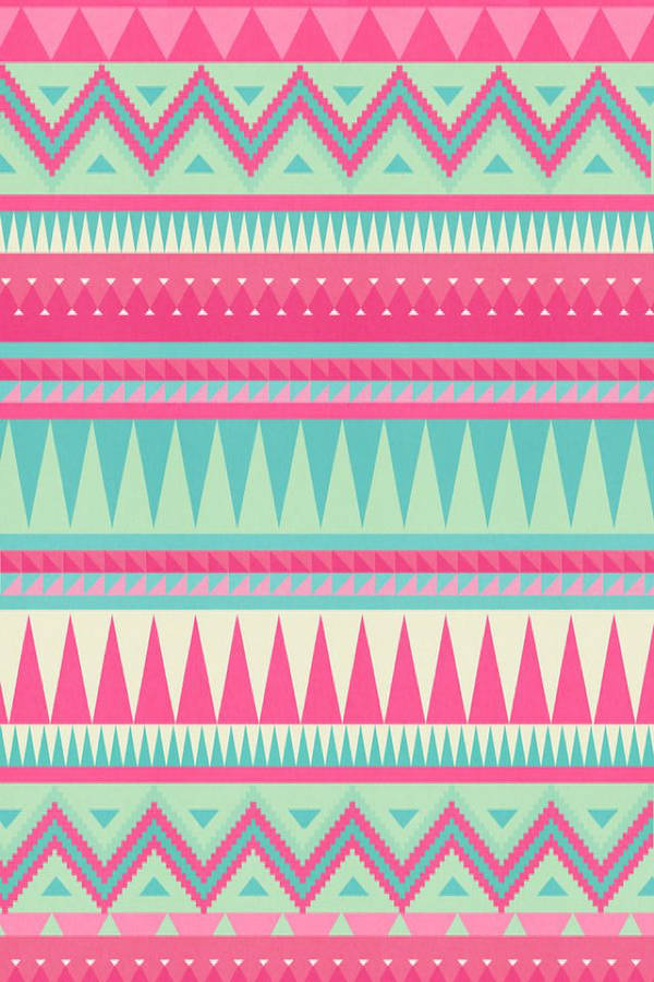 Vibrant Pink And Teal Tribal Pattern Wallpaper