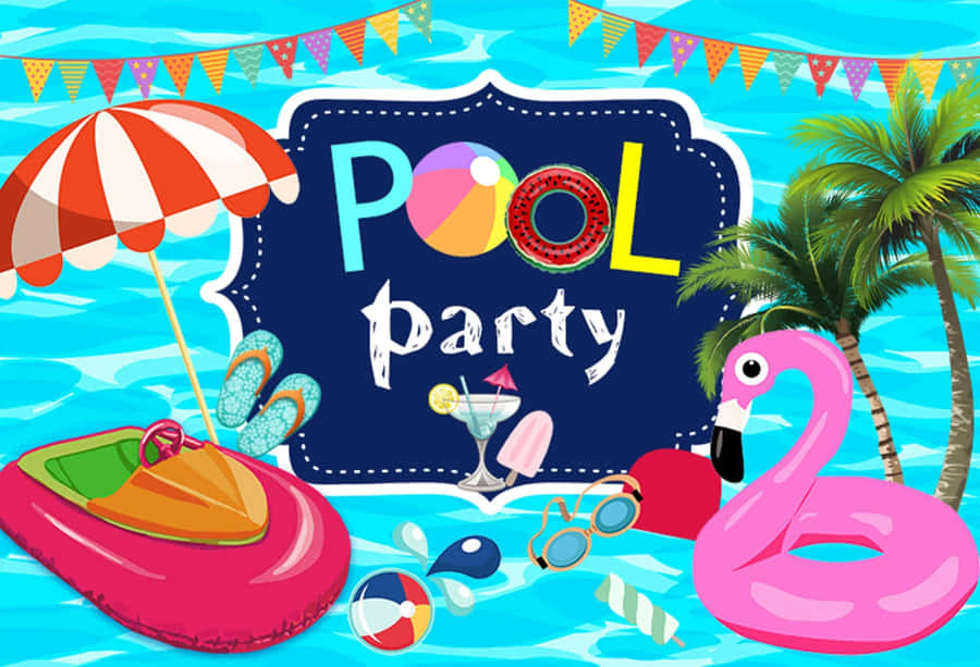 Vibrant Pool Party Illustration Wallpaper