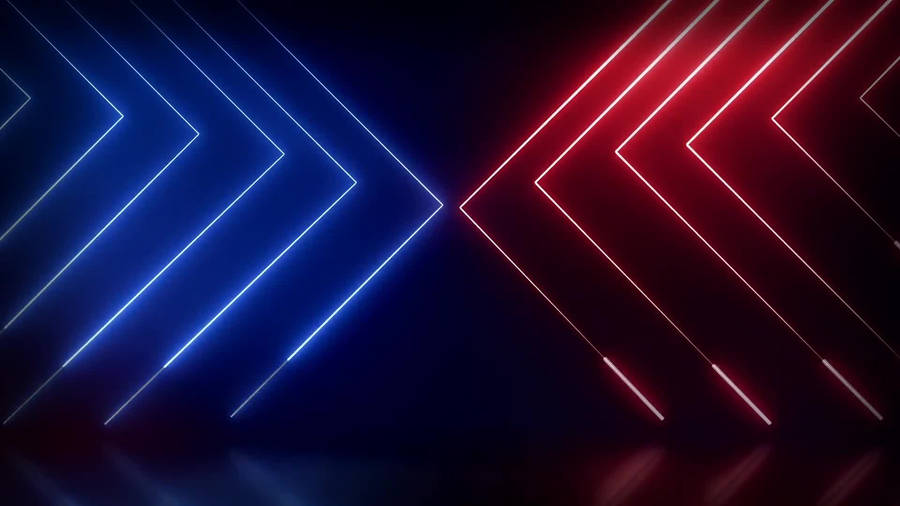 Vibrant Red And Blue Neon Triangle Lights. Wallpaper