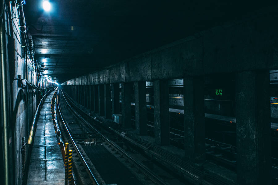 Vibrant Shanghai Metro Underground Tunnel Wallpaper