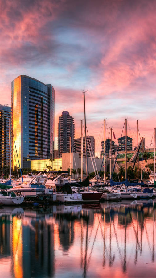 Vibrant Sky Over San Diego Port Wallpaper