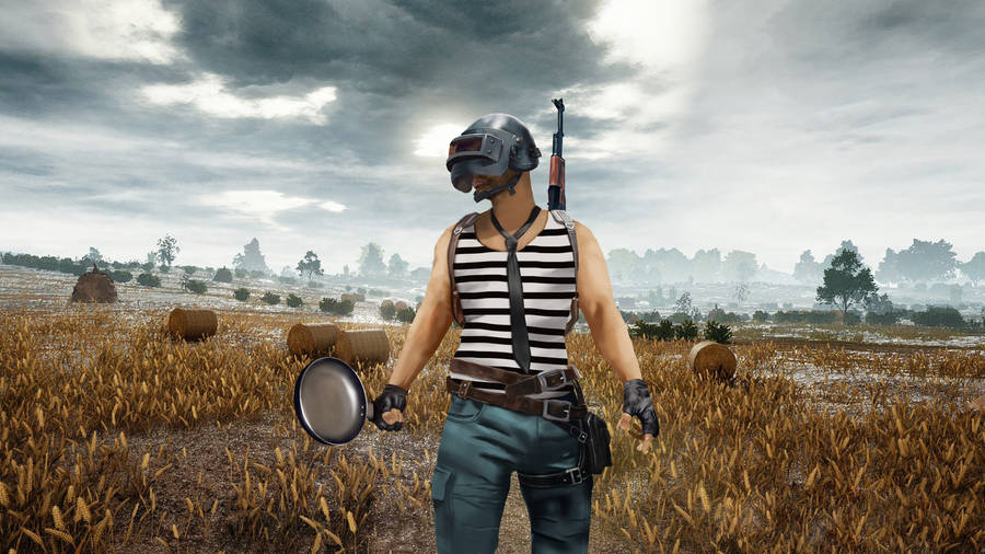 Victor In Pubg Holding Pan 1366x768 Wallpaper