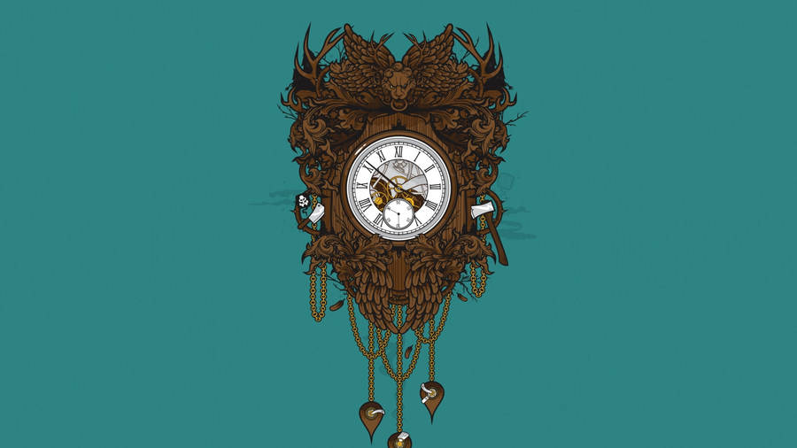 Victorian Decorative Wall Clock Wallpaper