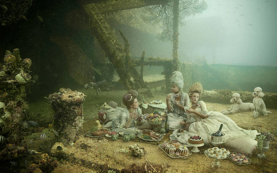 Victorian Underwater Picnic Wallpaper