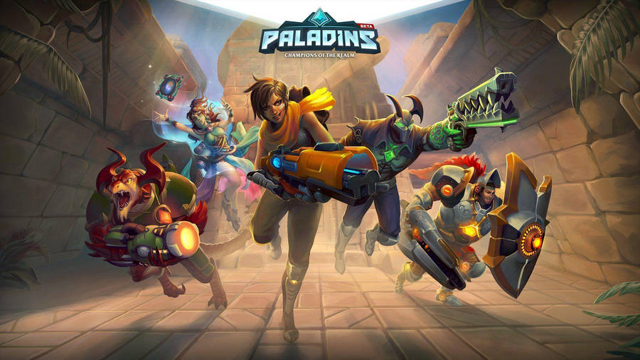 Video Game Paladins Running Champions Lore Wallpaper