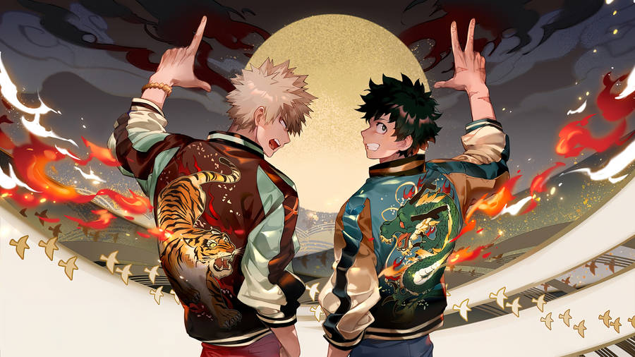 Villain Deku And Bakugo Jacket Aesthetic Wallpaper