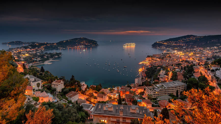 Villefranche France At Night Wallpaper