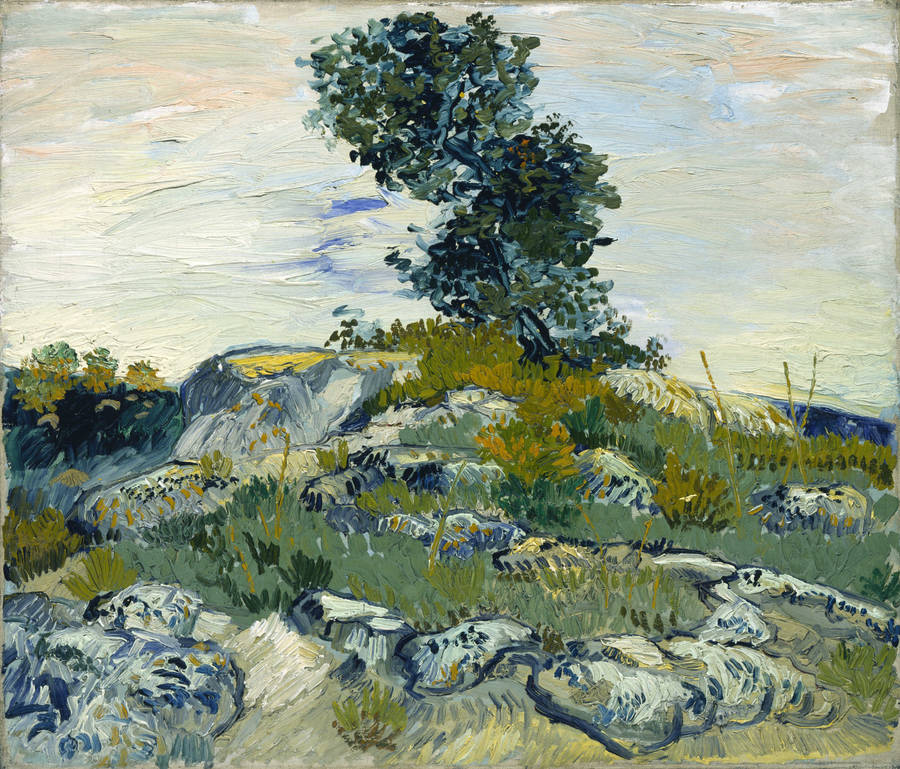 Vincent Van Gogh, Rocks With Oak Tree, The Rocks, Landscape, Canvas, Oil Wallpaper
