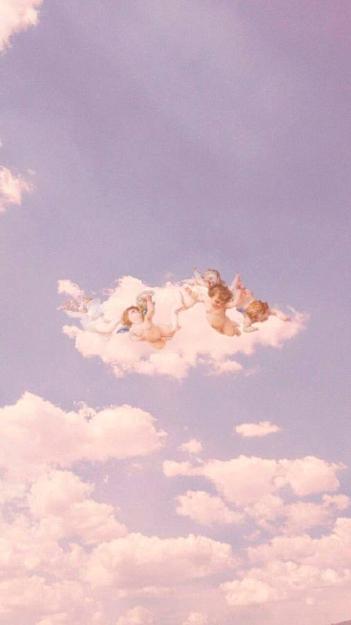 Vintage Aesthetic Clouds Cherub Angels Wallpaper