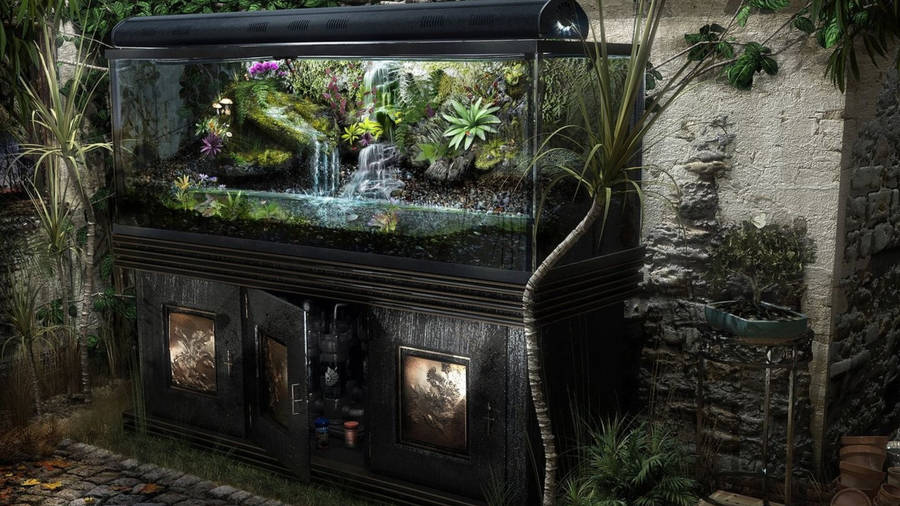 Vintage Aquarium At Home Wallpaper