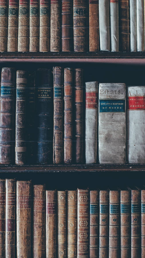 Vintage Books On Shelf Wallpaper