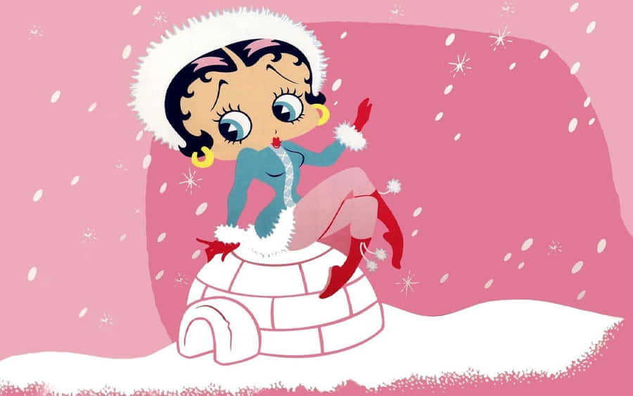 Vintage Cartoon Character Winter Fun Wallpaper