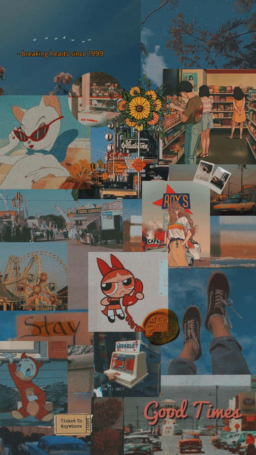 Vintage Cartoon Collage Aesthetic Wallpaper