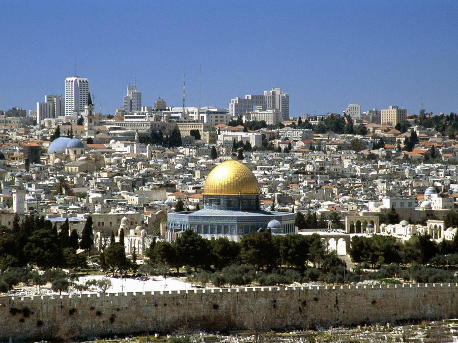 Vintage City Dome Of The Rock Wallpaper