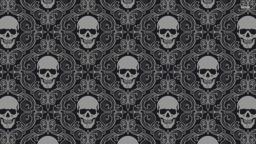 Vintage Halloween Skull Pattern Wallpaper