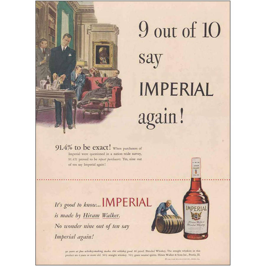 Vintage Hiram Walker Imperial Whiskey Advertising Wallpaper